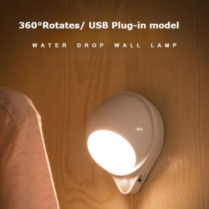 LED night light motion sensor 360° rotation USB rechargeable human body for home bedside wall lamp closet corridor night light