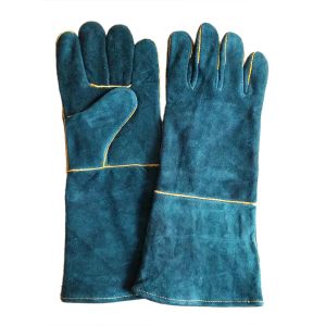 Long Thick Green Leather Anti-Bite Gloves Anti-Scratch Safety Handling Protection Gloves for Dogs Cats Reptiles