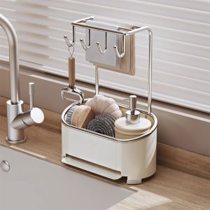 Kitchen Sponge Drain Rack Dishwashing Sink Sponge Holder Stainless Steel Countertop Storage Shelf Easy to Clean Non-Slip Design