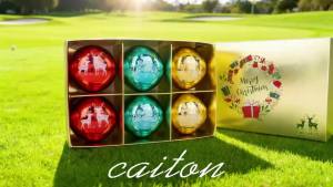 caiton | Bộ Bóng Golf Caiton Hàn Quốc Thiết Kế Lễ Hội Giáng Sinh Vui Vẻ 6 Quả Bóng Màu Đỏ Vàng Xanh Dương Kích Thước 6cm Hộp Quà Tặng