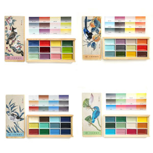 12-Color Handmade Chinese Painting Set - Professional Watercolor Paints in Solid Colors Ideal for Sketching and Illustration
