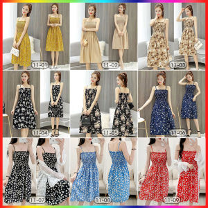 กระโปรงเกาหลี ชุดเดรสสายเดี่ยว อก เอว สม็อคยืดได้เยอะ ขนาดฟรีไซส์ ปรับสายไหล่ได้ มีซับใน [มีตารางไซส์บอกขนาด] กระโปรง11