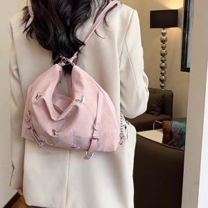 SEA YADOU  กระเป๋าโท้ทสำหรับสุภาพสตรีกระเป๋าโท้ทแฟชั่นความจุขนาดใหญ่กระเป๋าสะพายไหล่อเนกประสงค์ตกแต่งผีเสื้อ