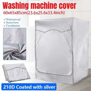 Washing Machine Cover with Zipper: 210D Waterproof Dustproof Sun Protection Dryer Cover