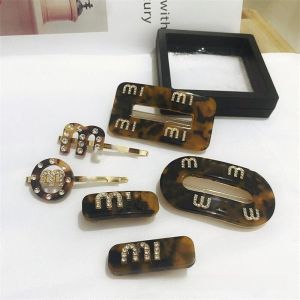 High Quality Sparkling M Letter Hair Clip Luxury Fairy Lady Side Clip Tortoiseshell Spring Clamp Hair Accessories