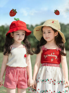YOEHYAUL | Bộ Váy Dây Mảnh Có Thêu Dâu Cho Bé Gái