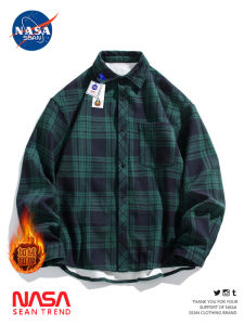 WASSUP PANDA Mens Thickened Fleece Lined Long Sleeve Shirt Casual Plaid Shirt Autumn Winter Outerwear Classic Retro Style