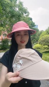 Nón Vải Hở Gáy Vành Rộng Chống Nắng Đính Hoa - 100style