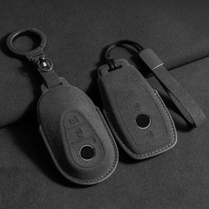 Leather Car Key Case for Mercedes Benz E Class W213 W205 E200 E260 E300 E320 AMG CLA 2018 2019 2020 Remote Suede Fob Shell Case