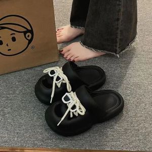 รองเท้าแตะ EVA สำหรับผู้หญิง ทรงปากปลาดุก ทรงหนา ฤดูร้อนปี 2024 รองเท้าแตะแบบสวมสบาย ส้นแบน พื้นยาง