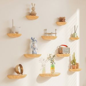 Drill-Free Wood Wall Shelf Nordic Style