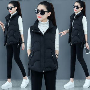 Womens Short Stand Collar down Cotton Vest Autumn Winter New Style Korean Version Versatile Cotton Jacket Outerwear