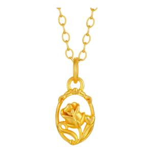 Antique Rose Design Gold Pendant 999