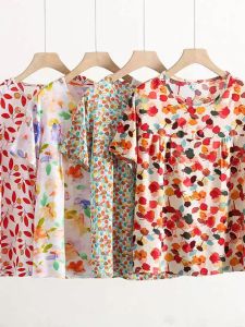 round Neck Short Sleeve Womens T-Shirt Cotton Silk Half Sleeve Summer Clothes for Middle-Aged And Elderly People Casual Style