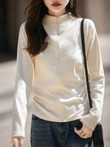 YUEXINYIRONG | French Style Half-Zip Small High Collar Brushed Knitwear
