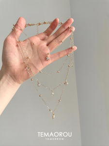 Titanium Steel Non-Fading Starburst Pendant Multi-Layered Necklace Bohemian Holiday Style Clavicle Chain Accessory Layering