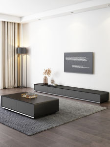 Modern Minimalist Nordic Style TV Cabinet with Storage Combination Suitable for Small Medium and Large Spaces in Gray or Black