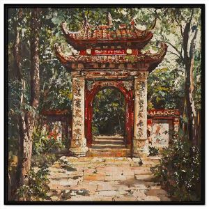 Tranh phong cảnh vẽ chùa phật giáo. Tranh treo tường dán tường sơn dầu canvas trang trí.CGI-2036