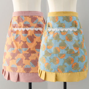 Waterproof Half-length Apron Kitchen Dining Workwear Specialized Womens Bib Apron Easy-to-wear Home Cleaning Tool Polyester Fiber