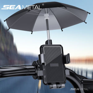 SEAMETAL Motorcycle Mobile Phone Holder Stand Rainproof Sunshade Bicycle Outdoor Phone Clip Handlebar Mount With Umbrella