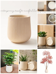 ⭐SG GREATHELP⭐Nordic Pot PVC Pot Ribbed Pot Plastic Pot Plant Pot Planter Pot Indoor Pot Outdoor Pot Decor Pot White Pot Pasu Bunga Modern Pot Minimalist Pot Large Pot 20cm Pot Height 23cm Pot Lightweight Pot