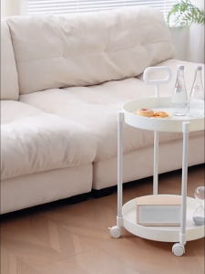 Minimalist Trolley Table with Handle Deep Tray 360 Wheels Multipurpose Aesthetic Storage Cart Rak Serbaguna Rumah Kemas