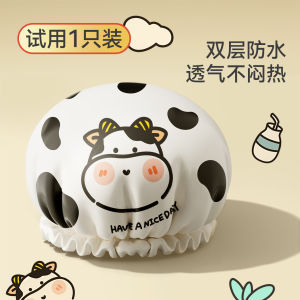 Womens Thickened Bath Cap Waterproof Hair Cover for Shower Kitchen Oil Smoke Proof Double Layer Adult Headgear Accessory