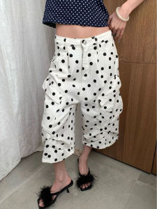 XIBAIYI | Summer Loose Overalls Dot Print Denim Shorts
