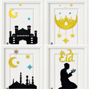 Anglebabylife 2025เดือนรามันคารีมสติ๊กเกอร์ติดผนังโคมไฟรูปดาวพระจันทร์สติ๊กเกอร์แปะประตู Eid Mubarak ตกแต่งบ้านรูปลอกอิสลามมุสลิม