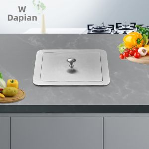 Invisible Stainless Steel Kitchen Waste Bin Cover Square