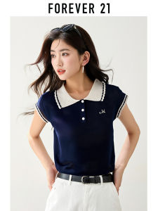 Forever21 | Korean Style Lace Collar Embroidery Knit T-Shirt