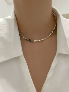 Spring Summer Green Stone Fragrant Silver Necklace Womens Fashion Jewelry Lockbone Chain Alloy Plated Gold Fresh out