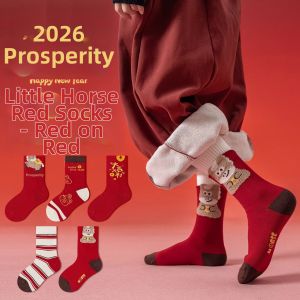 Cotton Girls Autumn Winter Celebration Red Socks