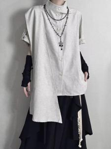 เสื้อเชิ้ตแขนสั้นคอปกกลางระดับสูงทรงหลวมสไตล์ย้อนยุค สำหรับผู้ชายและผู้หญิง ผ้าฝ้ายโพลีเอสเตอร์ สไตล์วัยรุ่น เสื้อเชิ้ตคอโปโลแบบสวมสบาย