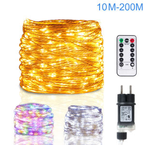 LED String Fairy Lights 100M/200M Silver Wire Birthday Christmas Tree Lights Garland Outdoor Home New Year Wedding Party Decor