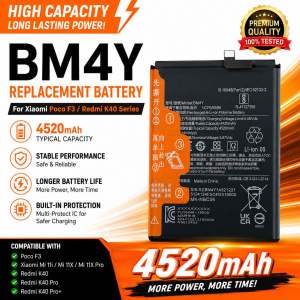 BM4Y Replacement Battery 4520mAh for Poco F3 / Redmi K40 / K40 Pro / Mi 11i / Mi 11X High Capacity Li-Polymer Battery