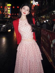 SHANGSHA | Elegant Lady Goddess Beach Resort Mood Dopamine Dots Dress Set