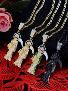 1 PC Santa Muerte สร้อยคอ Figaro CHAIN Santisma Muerte จี้/Charm St. Jude ผู้ชายสร้อยคอผู้หญิง