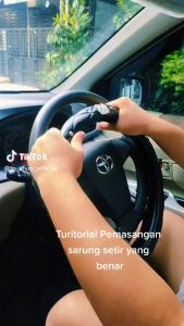 Sarung Stir mobil DAD Mahkota warna candy pink / Sarung setir Crown warna soft pink / sarung steer mobil lucu unik feminim / pelindung stir mobil warna pink polos motif jahit agya ayla avanza xenia innova rush calya sigra fortuner crv hrv toyota honda