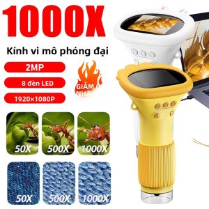 Kính Hiển Vi Trẻ Em Kính Lúp 1000x Có Đèn LED Camera 200 Megapixel Đồ Chơi Khoa Học Giáo Dục Cho Trẻ Em Di Động Có Chức Năng Chụp Ảnh & Quay Video