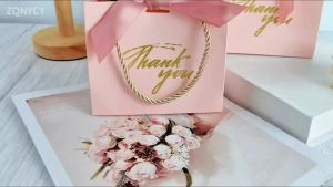 Hồng Cảm Ơn Bạn Hộp Kẹo 5/10/24 Chiếc Cho Đám Cưới Sinh Nhật Cho Bé Trang Trí Tiệc Túi Xách Bao Bì Mua Sắm Túi Khách Ủng Hộ
