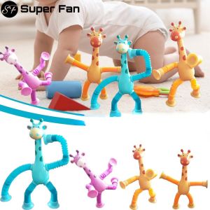 แฟนตัวยงของเล่นใหม่1ชิ้นติ๊กต๊อกของเล่นไฟ LED ลูกบอลของเล่นลาโตโตโตะของเล่นป๊อปสัตว์ DIY ท่อยีราฟสายท่อยืดได้ของเล่นคลายเครียดของเล่นเด็กเพื่อการศึกษา