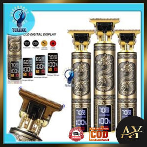 Alat Cukur Rambut Elektrik  LED Hair Clipper Cordless Rechargeable Hair Trimmer LED T9 Naga