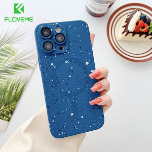 [With Lens Film] FLOVEME Glitter Splash-ink Phone Case For iPhone 15 14 13 12 11 Pro Max 15 14 Plus CD Pattern Wireless Charging Lens Protector Soft TPU Back Cover For iPhone X XR XS Max