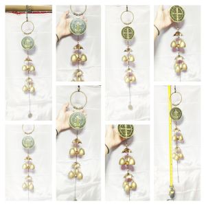 St. Benedict Double Layer Antique Wind/Door Chimes for Protection Against Evil 3.25 dia. Medal Plates 29 inches height Med. Size Loud and Clear Bells