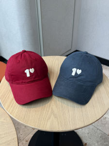 Digital Heart Shaped Baseball Cap Womens Large Head Circumference Face Slimming Korean Style Versatile Couple Sunshade Duckbill Hat