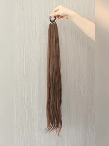 LUPU Synthetic 28 Inch Long Ponytail Extensions With Elastic Band Versatile DIY Braided Ponytail For Women Girls Black Brown