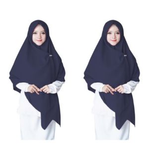 Hijab Segi Empat jumbo Wolfis 130x130 warna Navy Biru Dongker | Kerudung Segi Empat jumbo Wolfis 130x130
