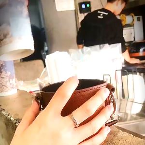 HENRI Portable Detachable Eco-Friendly Coffee Cup Holder Cup Bag Hanging Sleeve Handbag Leather Case