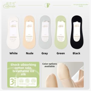 OULIANNIAO | Invisible Thin Cotton Boat Socks For Women Summer Anti-Slip High Heels Socks Non-Slip Towel Bottom Anti-Bacterial Half-Calf Socks